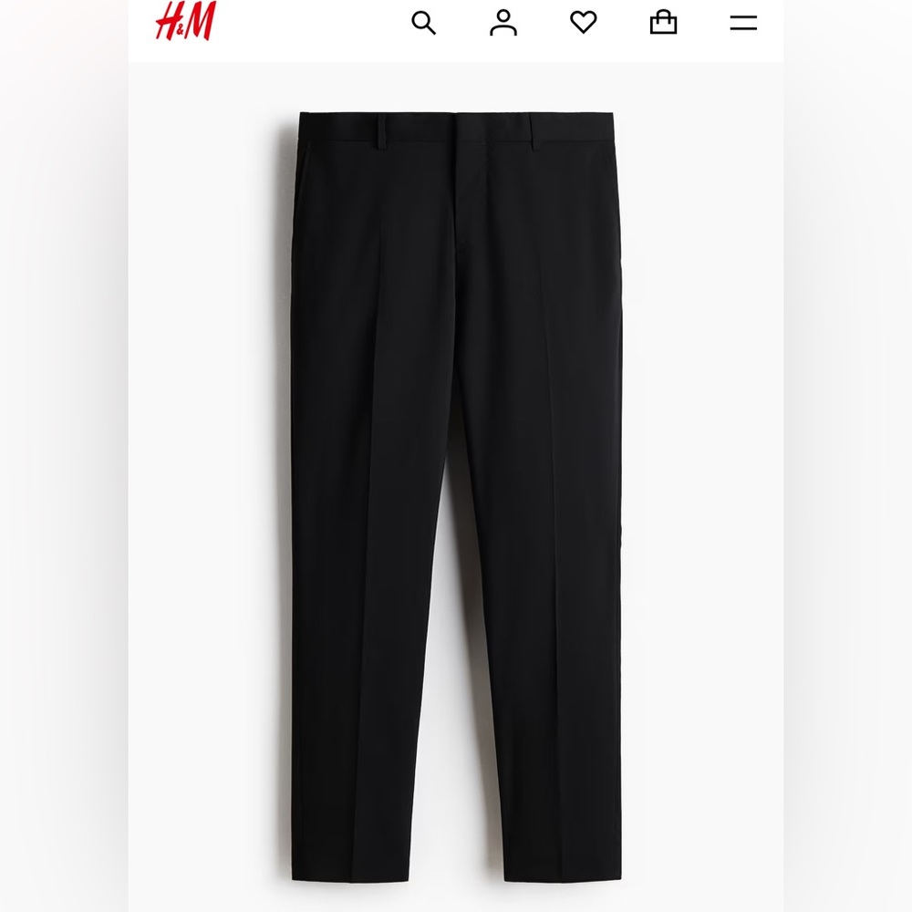 H&M 38R Black Slim Fit Suit Pants for Men